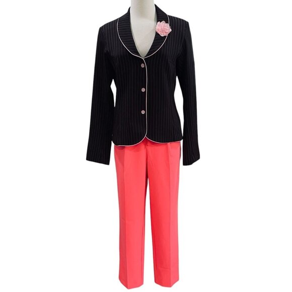 Ruby Rox Pinstripe Blazer Brown Pink Womens Size 13 Preppy Y2K Career Retro - Picture 6 of 12